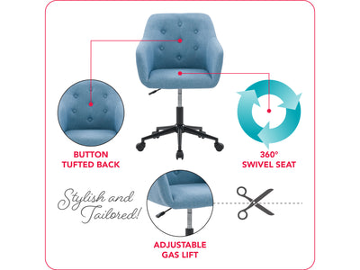 light blue Task Chair with Arms Natasha Collection infographic by CorLiving#color_light-blue