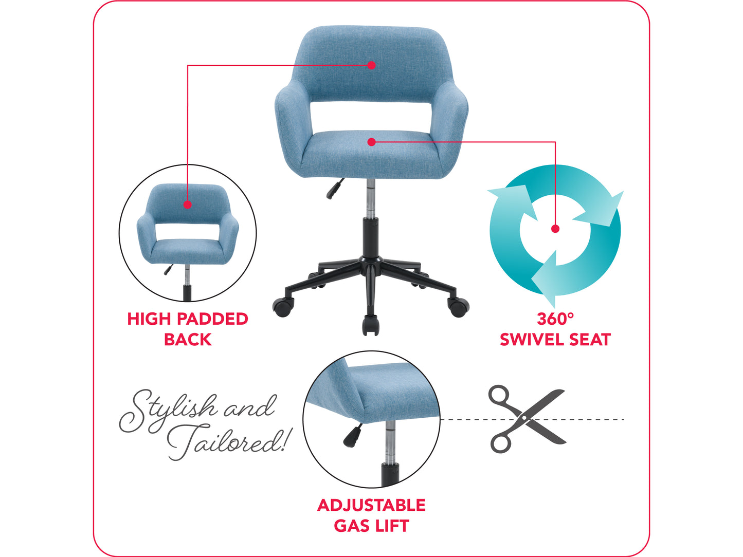 Modern task chair with open back, ergonomic design, black mesh backrest, cushioned gray seat, adjustable height, and armrests. Perfect for home office or workspace, offering comfort and support for long hours.