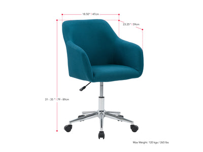 dark blue Task Chair with Arms Marlowe Collection measurements diagram by CorLiving#color_dark-blue