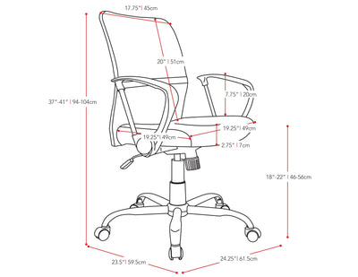 black Fabric Office Chair Harper Collection measurements diagram by CorLiving#color_black