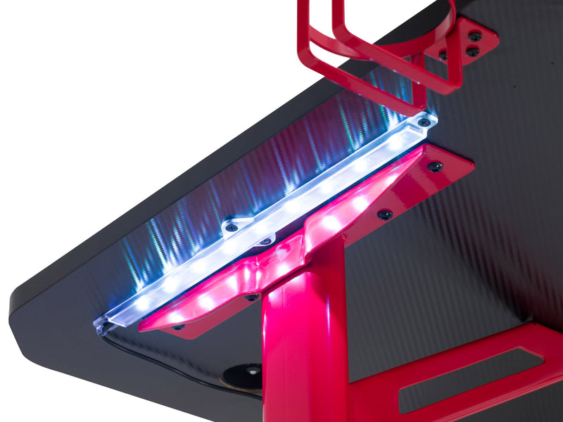 Red and Black Gaming Desk with LED Lights Conqueror Collection detail image by CorLiving