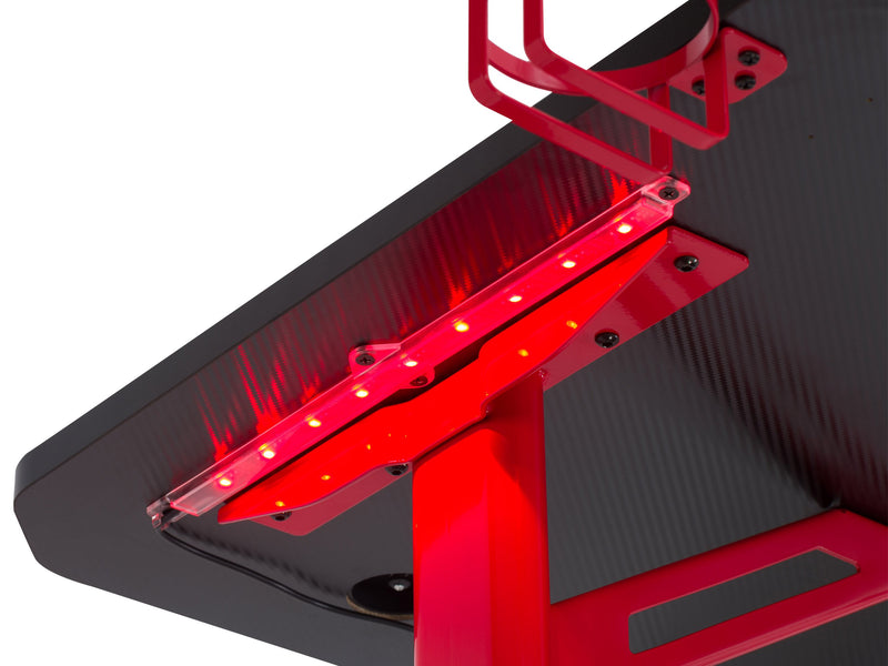 Red and Black Gaming Desk with LED Lights Conqueror Collection detail image by CorLiving