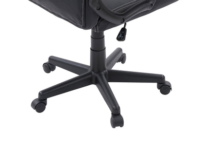 Ergonomic black and red reclining gaming chair with padded armrests, adjustable headrest, lumbar support, high-back design, and smooth PU leather finish.