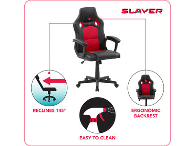 red and black Reclining Gaming Chair Slayer Collection infographic by CorLiving#color_red-and-black