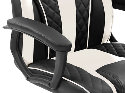white and black Ergonomic Gaming Chair Thrasher Collection detail image by CorLiving#color_white-and-black