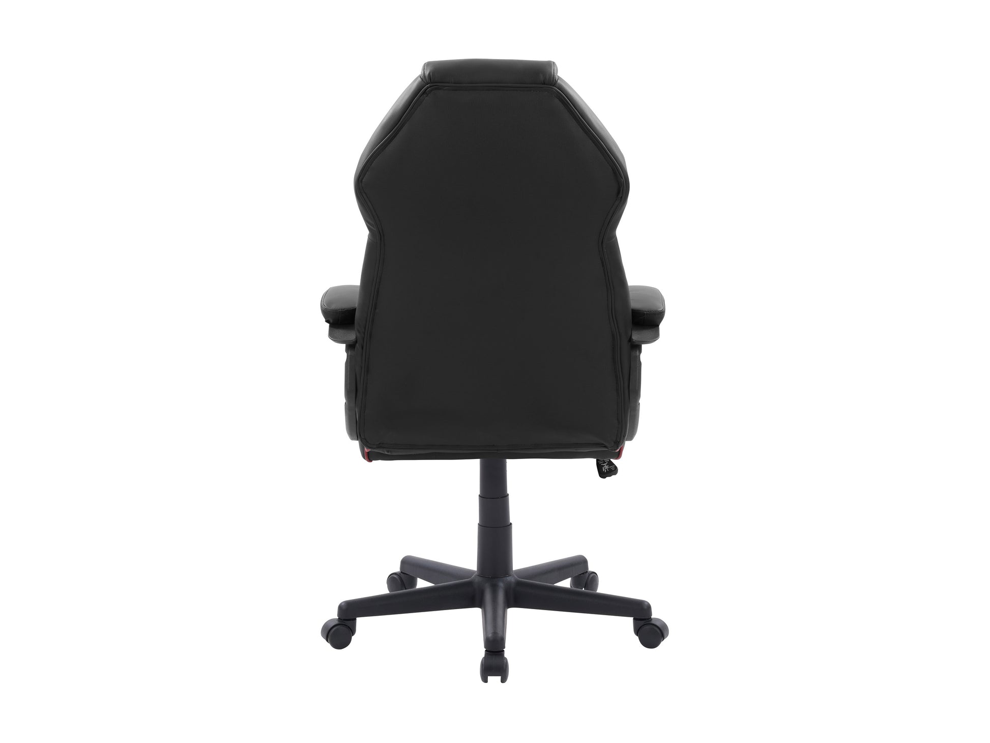 Ergonomic black and red gaming chair with adjustable armrests, high back support, and breathable mesh fabric, designed for comfort and prolonged gaming sessions.
