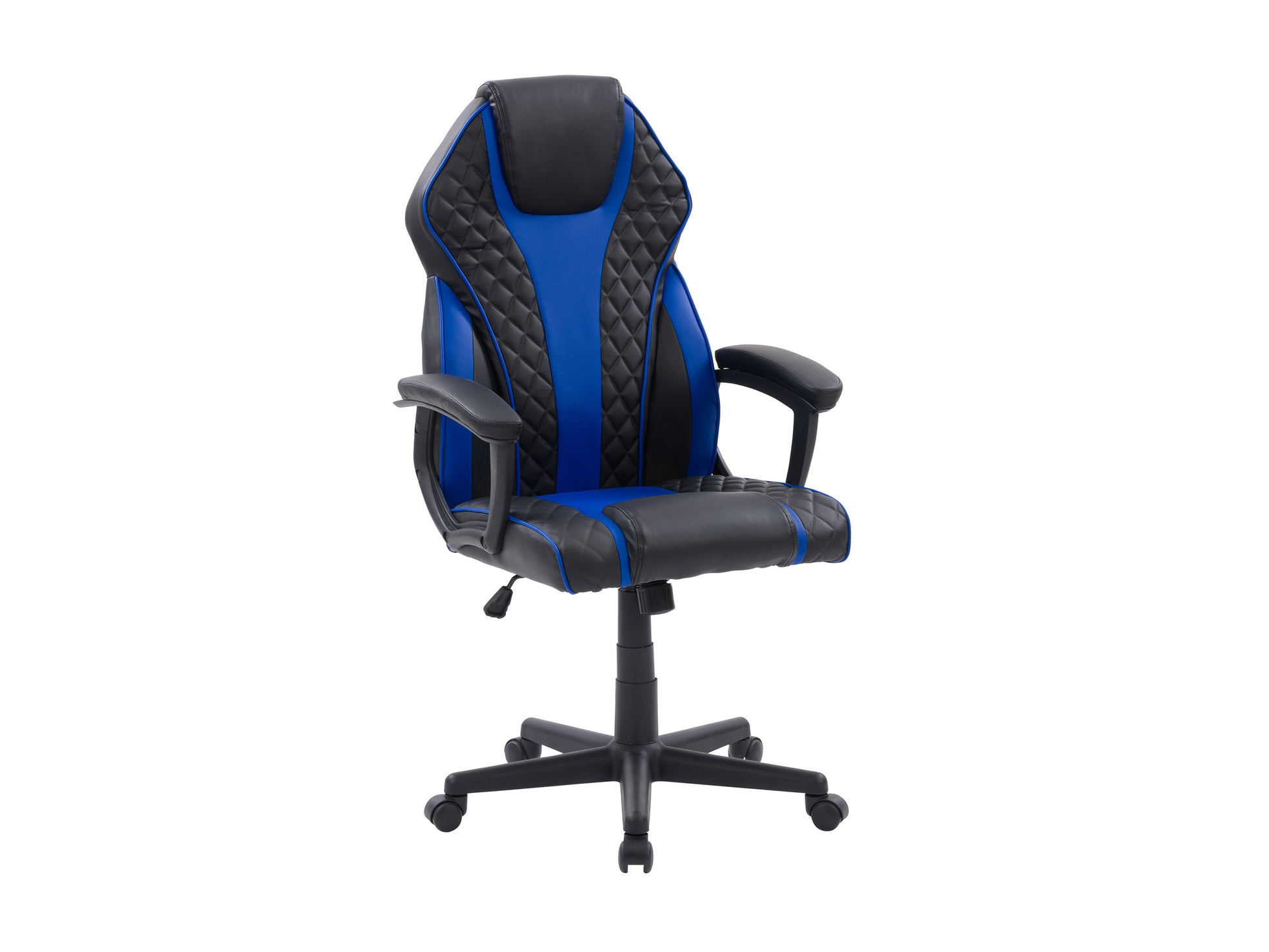 Ergonomic black and red gaming chair with adjustable armrests, high backrest, and lumbar support cushion, featuring breathable mesh fabric and sturdy metal frame for enhanced comfort and durability.