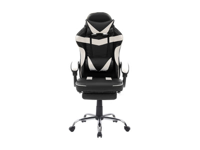 white and black Gaming Chair with Footrest Demolisher Collection product image by CorLiving#color_white-and-black