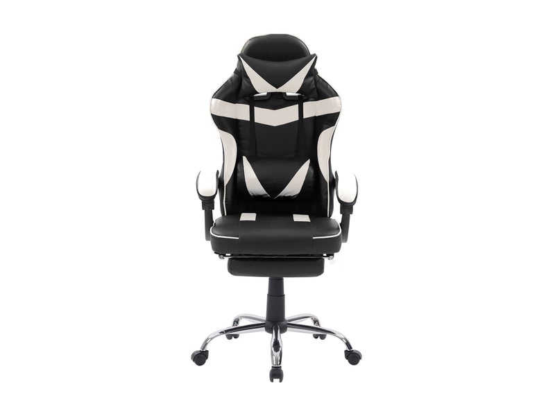 white and black Gaming Chair with Footrest Demolisher Collection product image by CorLiving