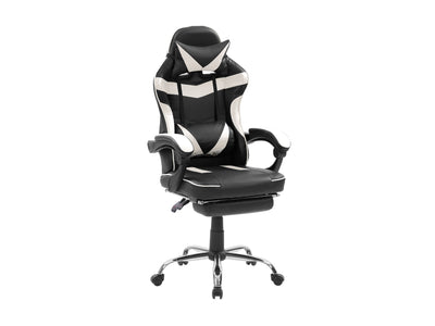 white and black Gaming Chair with Footrest Demolisher Collection product image by CorLiving#color_white-and-black