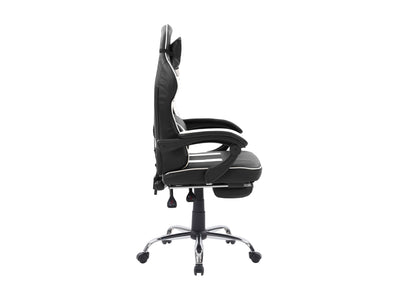 white and black Gaming Chair with Footrest Demolisher Collection product image by CorLiving#color_white-and-black