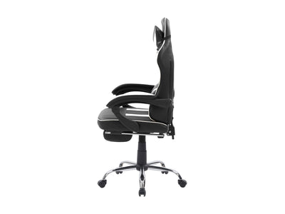 white and black Gaming Chair with Footrest Demolisher Collection product image by CorLiving#color_white-and-black