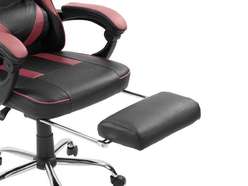 red and black Gaming Chair with Footrest Demolisher Collection detail image by CorLiving