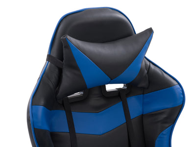 blue and black Gaming Chair with Footrest Demolisher Collection detail image by CorLiving#color_blue-and-black