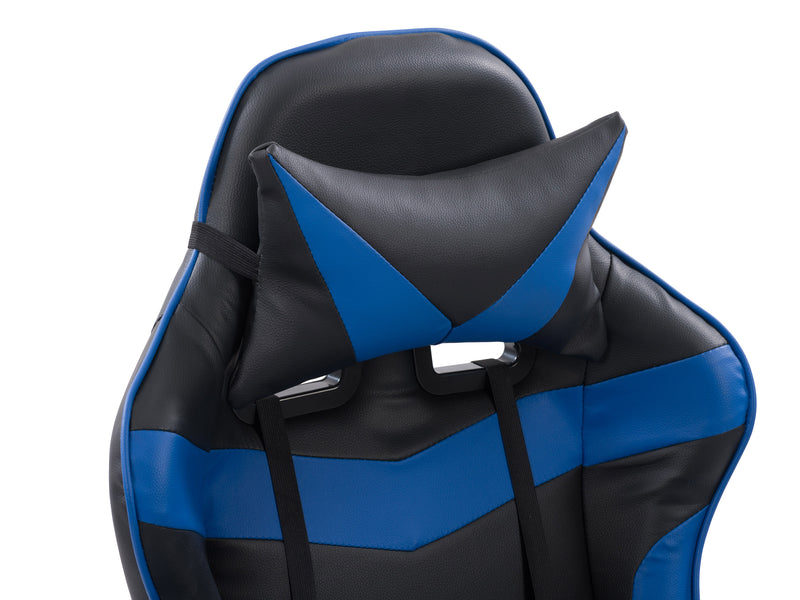 blue and black Gaming Chair with Footrest Demolisher Collection detail image by CorLiving