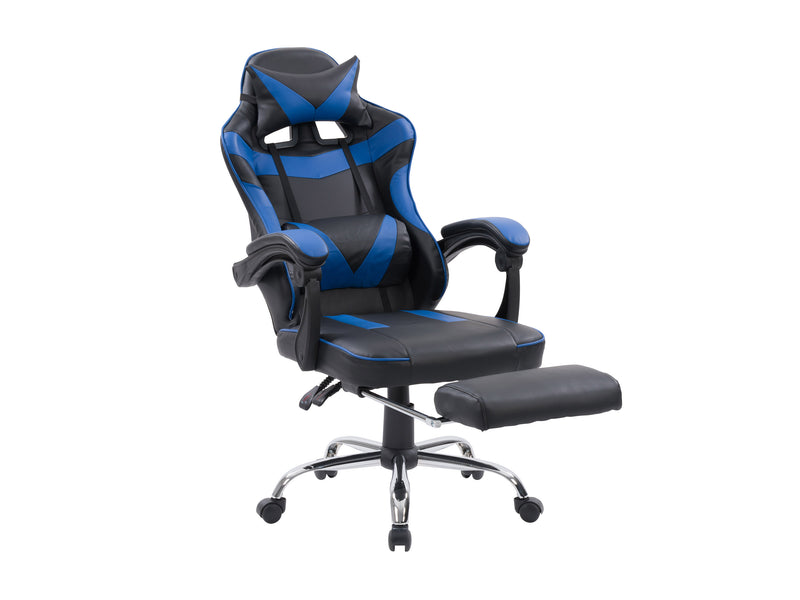 blue and black Gaming Chair with Footrest Demolisher Collection product image by CorLiving