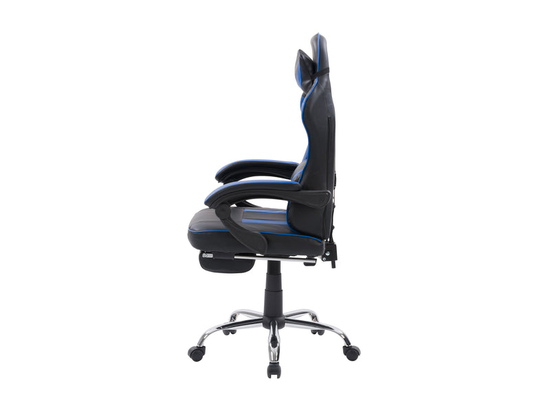 blue and black Gaming Chair with Footrest Demolisher Collection product image by CorLiving