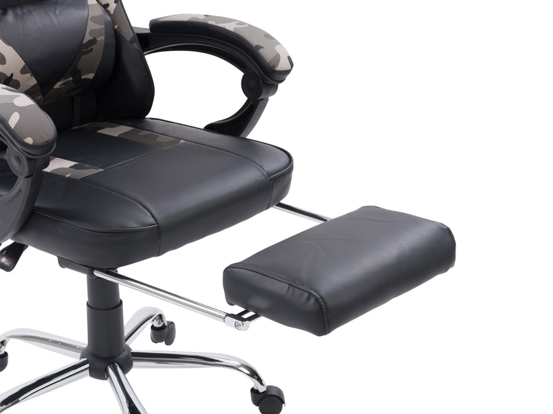 grey and black Gaming Chair with Footrest Demolisher Collection detail image by CorLiving